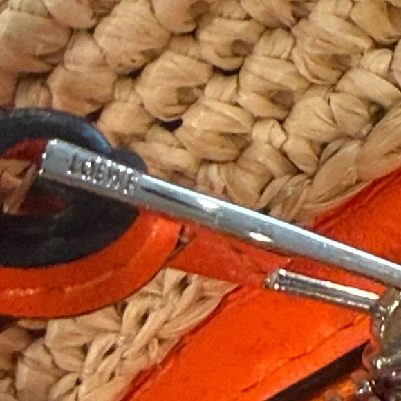 Loewe Tan and Orange Crossbody  pochette bag in raffia and calfskin - Picture 12 of 13